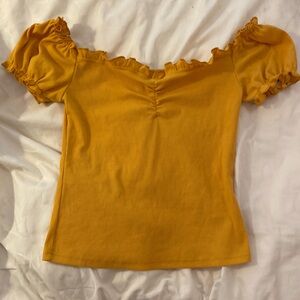 Women’s Shein marigold-color off the shoulder top (size small).